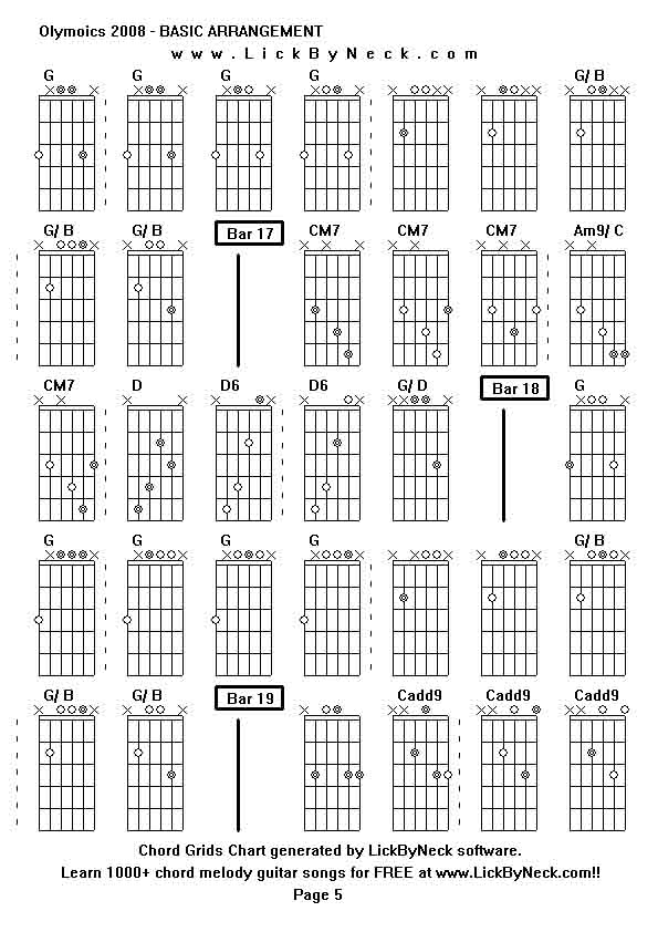 Chord Grids Chart of chord melody fingerstyle guitar song-Olymoics 2008 - BASIC ARRANGEMENT,generated by LickByNeck software.